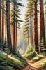 Realistic Cedar Forest with Pine Needle Carpet Art Print