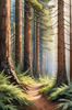 Realistic Cedar Forest with Pine Needle Carpet Art Print