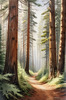 Realistic Cedar Forest with Pine Needle Carpet Art Print