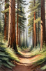 Realistic Cedar Forest with Pine Needle Carpet Art Print