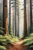 Realistic Cedar Forest with Pine Needle Carpet Art Print