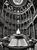 Surreal Black and White Library with Celestial Zodiac Map Art Print
