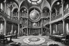 Surreal Black and White Library with Celestial Zodiac Map Art Print