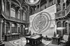 Surreal Black and White Library with Celestial Zodiac Map Art Print
