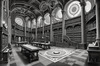 Surreal Black and White Library with Celestial Zodiac Map Art Print