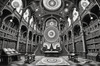 Surreal Black and White Library with Celestial Zodiac Map Art Print