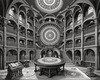 Surreal Black and White Library with Celestial Zodiac Map Art Print
