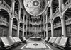 Surreal Black and White Library with Celestial Zodiac Map Art Print
