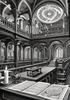 Surreal Black and White Library with Celestial Zodiac Map Art Print