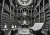 Surreal Black and White Library with Celestial Zodiac Map Art Print