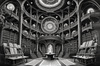 Surreal Black and White Library with Celestial Zodiac Map Art Print