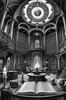 Surreal Black and White Library with Celestial Zodiac Map Art Print