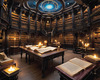 Printable Steampunk Surreal Library Art with Celestial Zodiac Map