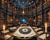 Printable Steampunk Surreal Library Art with Celestial Zodiac Map