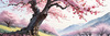 Printable Cherry Blossom Trees with Falling Petals in Forest