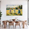 Children Playing on Meadow Dining Room Demo