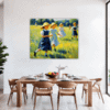 Children Playing on Meadow Dining Room Demo