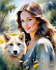 Printable Art of Animal Lover Girl with Earth-Toned Vest in Sunny Field