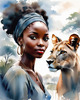Printable Art of Animal Lover Girl with Earth-Toned Vest in Sunny Field