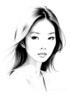 Minimalist Pen Strokes Depicting Woman's Contemplative Expression