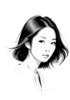 Minimalist Pen Strokes Depicting Woman's Contemplative Expression