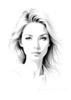 Minimalist Pen Strokes Depicting Woman's Contemplative Expression