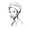 Minimalist Pen Strokes Depicting Woman's Contemplative Expression