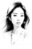 Minimalist Pen Strokes Depicting Woman's Contemplative Expression