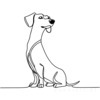 Minimalist Line Art of Playful Dachshund Looking Up
