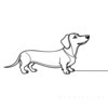 Minimalist Line Art of a Playful Dachshund
