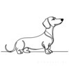 Minimalist Line Art of a Playful Dachshund