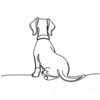 Minimalist Line Art of a Playful Dachshund