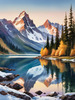 Snow-Capped Mountain Peaks Reflection at Dawn with Calm Lake Art Print