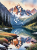 Snow-Capped Mountain Peaks Reflection at Dawn with Calm Lake Art Print