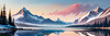 Snow-Capped Mountain Peaks Reflection at Dawn with Calm Lake Art Print