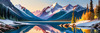 Snow-Capped Mountain Peaks Reflection at Dawn with Calm Lake Art Print