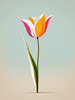 Minimalist Line Art of Tulip Contour with Petal Overlap