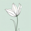 Minimalist Line Art of Tulip Contour with Petal Overlap