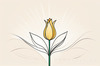 Minimalist Line Art of Tulip Contour with Petal Overlap