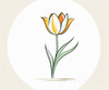 Minimalist Line Art of Tulip Contour with Petal Overlap