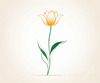 Minimalist Line Art of Tulip Contour with Petal Overlap