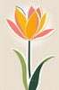 Minimalist Line Art of Tulip Contour with Petal Overlap