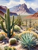 Realistic Desert Mountain Range with Cacti and Sagebrush Printable Art