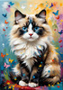 Expressive Ragdoll Cat in Dream State with Passionate Hues Art Print