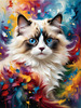 Expressive Ragdoll Cat in Dream State with Passionate Hues Art Print