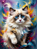Expressive Ragdoll Cat in Dream State with Passionate Hues Art Print