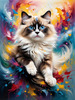 Expressive Ragdoll Cat in Dream State with Passionate Hues Art Print