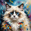 Expressive Ragdoll Cat in Dream State with Passionate Hues Art Print