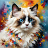 Expressive Ragdoll Cat in Dream State with Passionate Hues Art Print