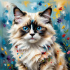 Expressive Ragdoll Cat in Dream State with Passionate Hues Art Print